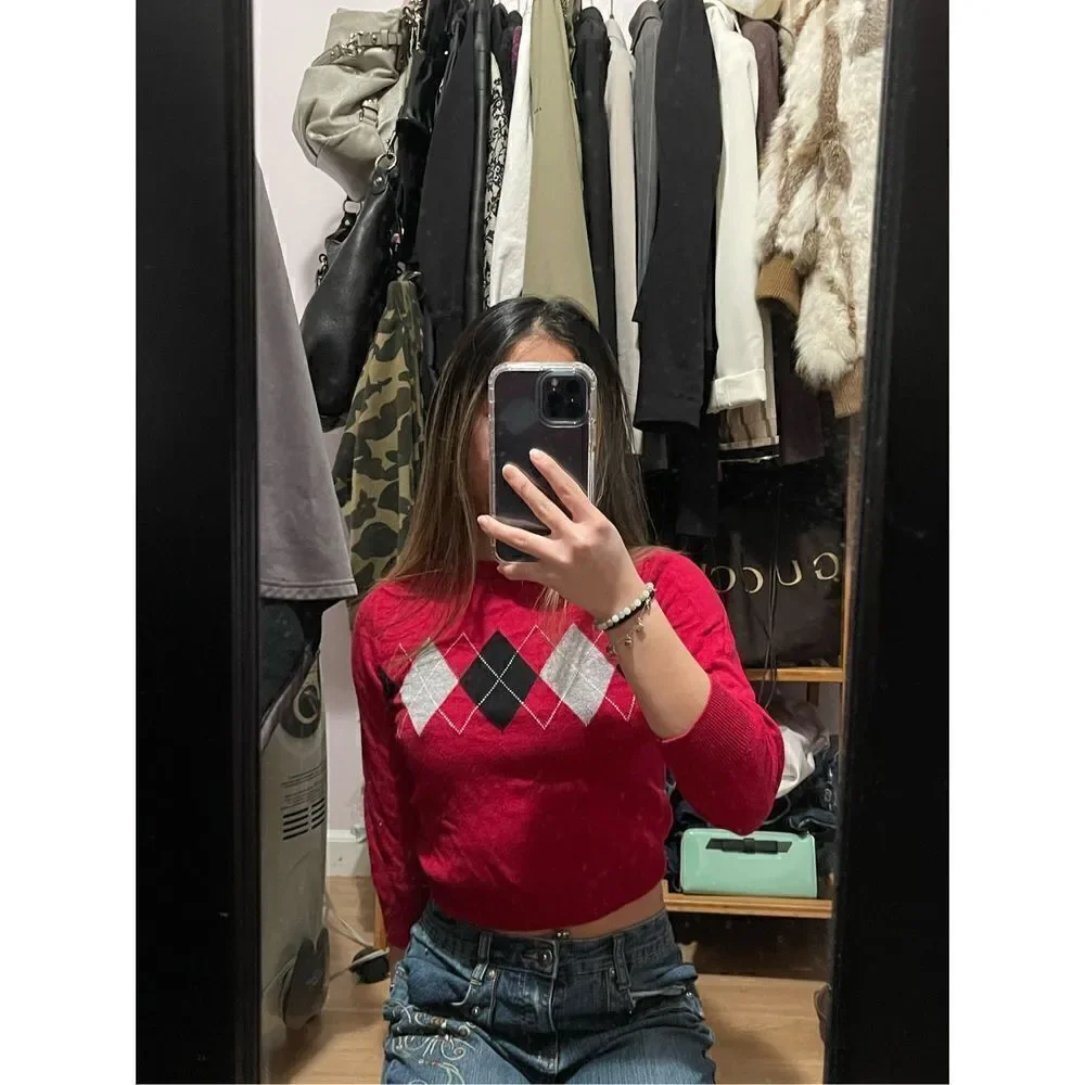 ‎children’s place red argyle sweater size small